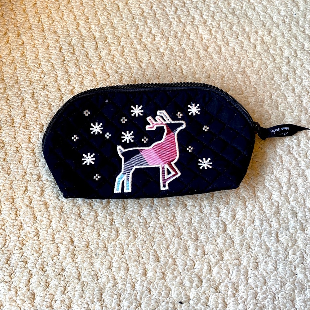 Vera Bradley Black Reindeer Cosmetic Bag